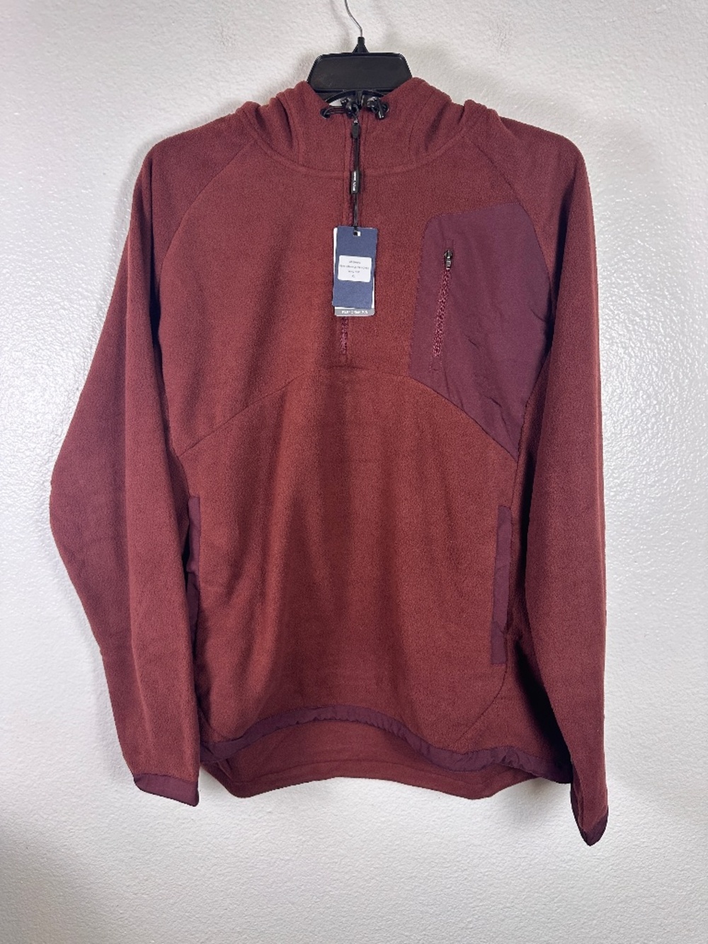 Michel Rouen Men's Red Wine Half-Zip Pullover Fleece. Sz XL.